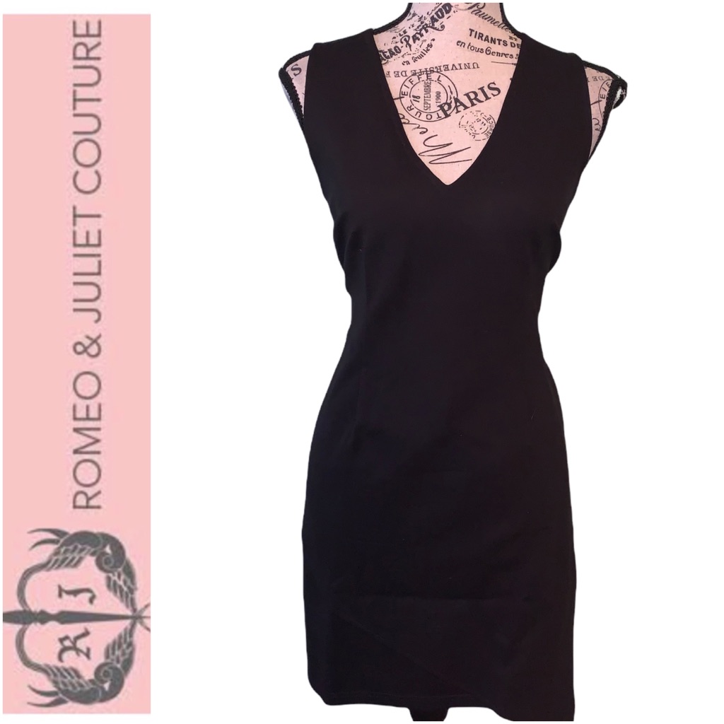 Romeo & Juliet Couture Ladies Asymmetrical Dress Black Euc Size Large